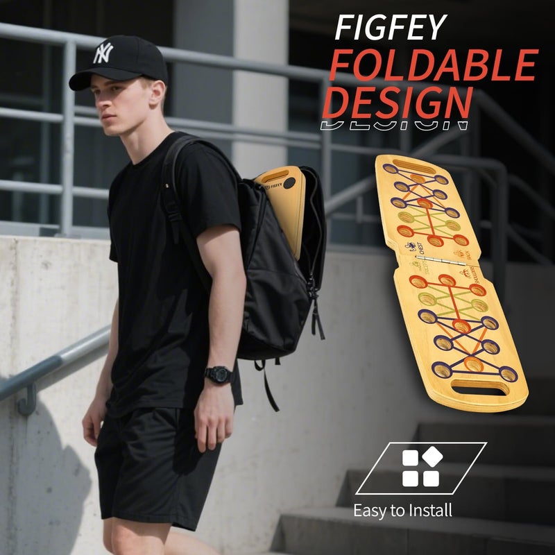 Figfey Wooden Portable Push up board, foldable fitness strength training pushup stand with solid bar grips, 2 handles for floor, professional push up training equipment for man and women - Image 3